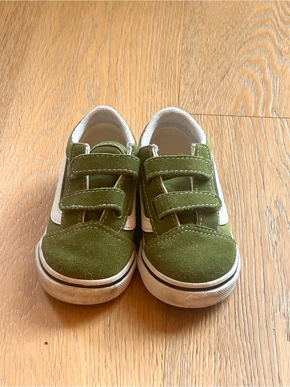Vans Kids Olive Green Velcro Sneakers size 8